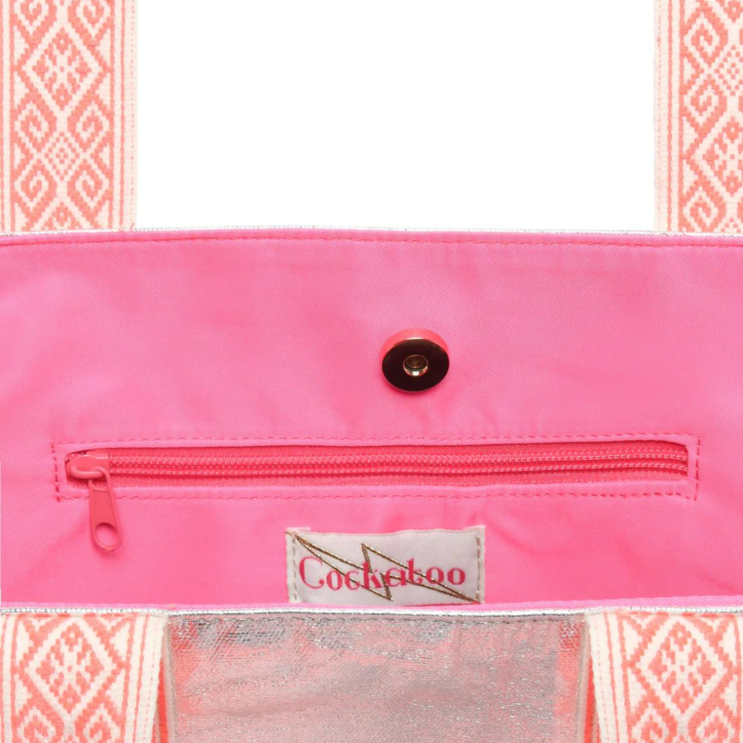 COCKATOO | Metallic Silver Large Beach Bag