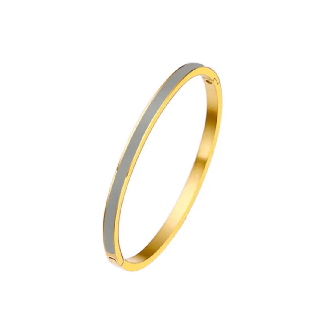Gold and Grey Enamel Bracelet