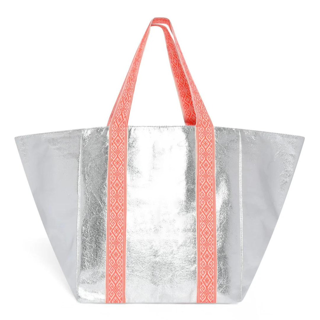 COCKATOO | Metallic Silver Large Beach Bag