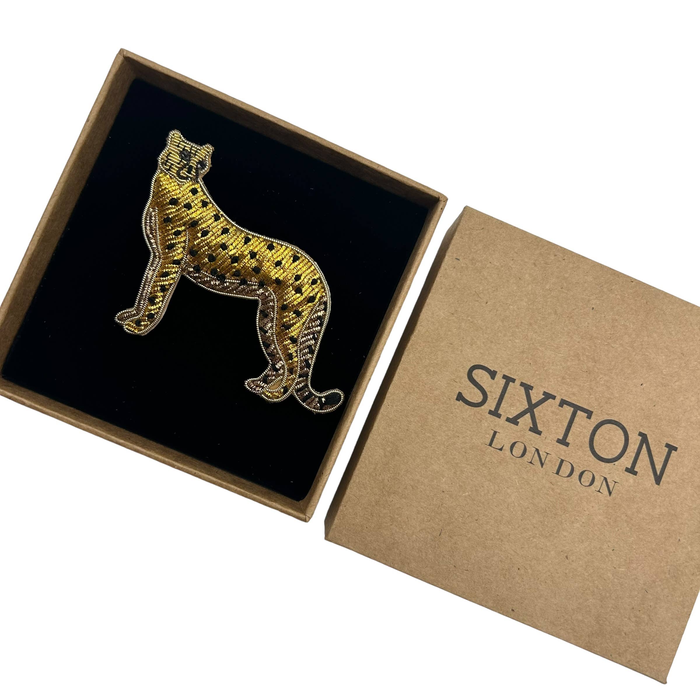 Gold cheetah brooch sixton london