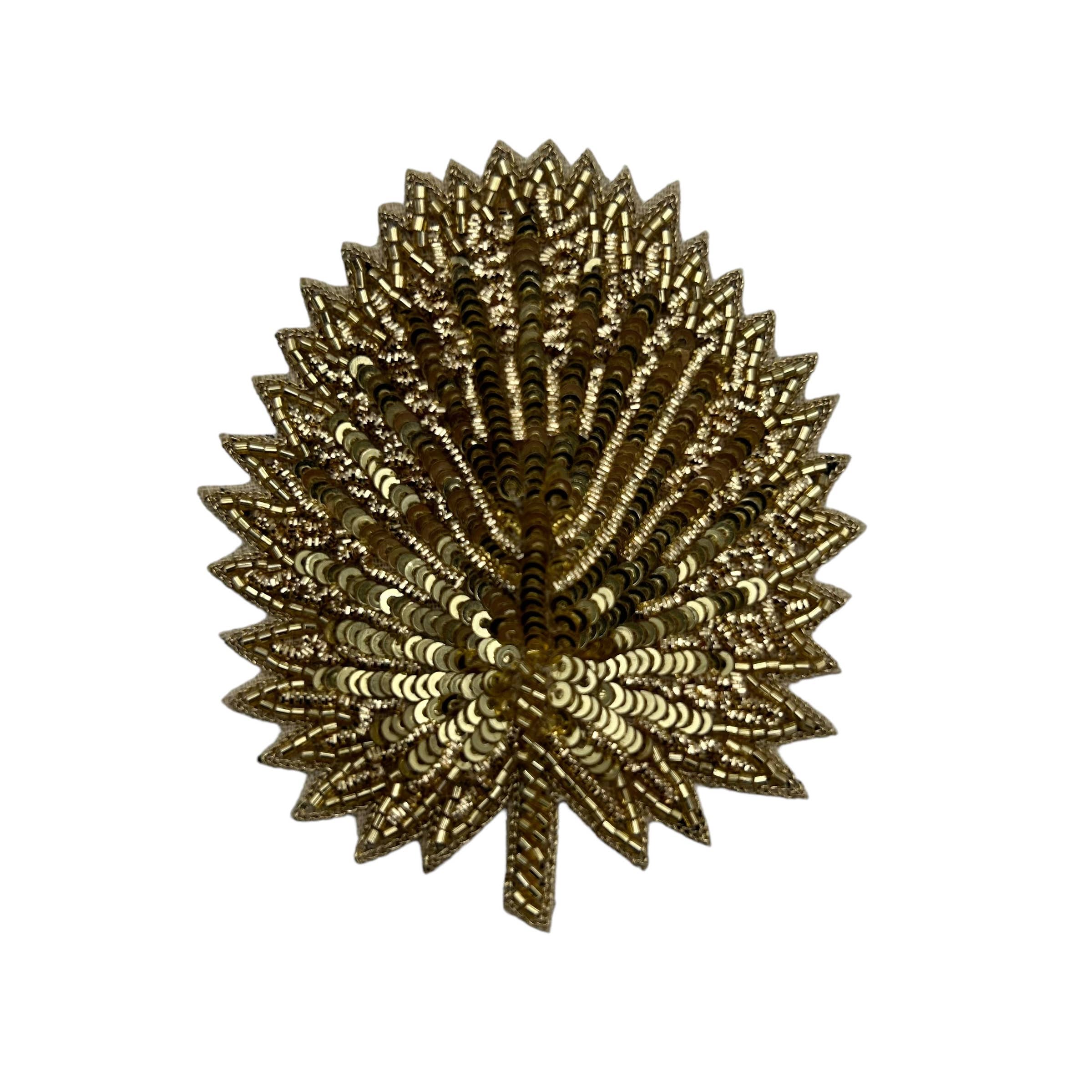 SIXTON | Gold Palm Leaf Embroidered Brooch