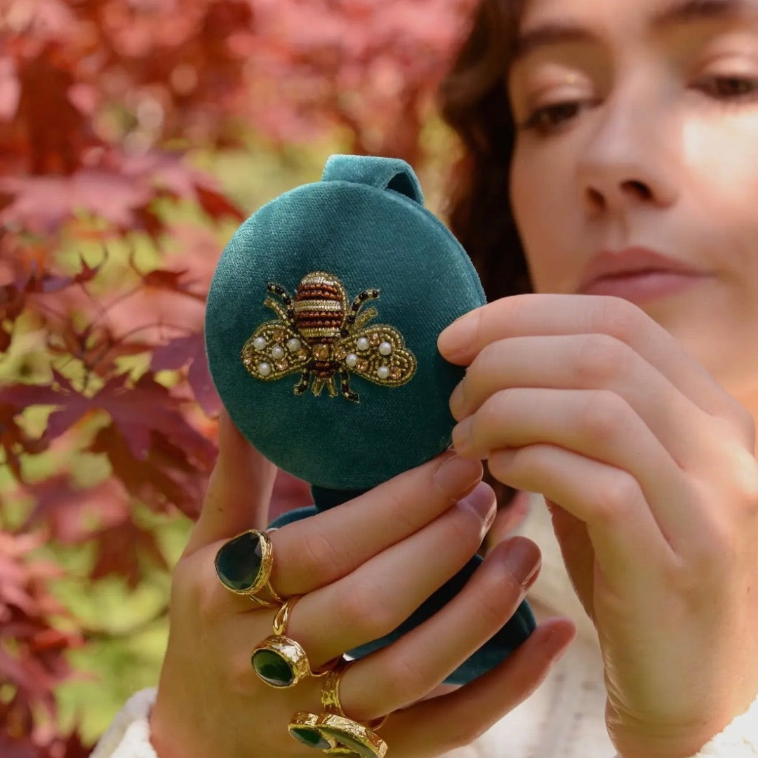 MY DORIS | Teal Golden Bee Compact Mirror