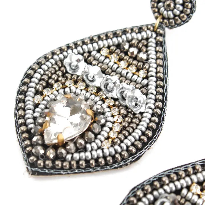 MY DORIS | Silver Tear Drop Bead Earrings