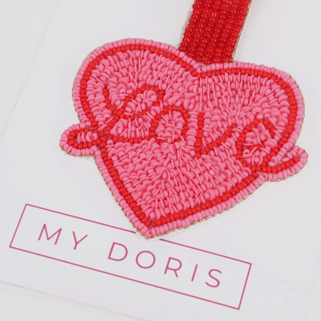 MY DORIS | Love Heart Pink and Red Keyring Bag Charm