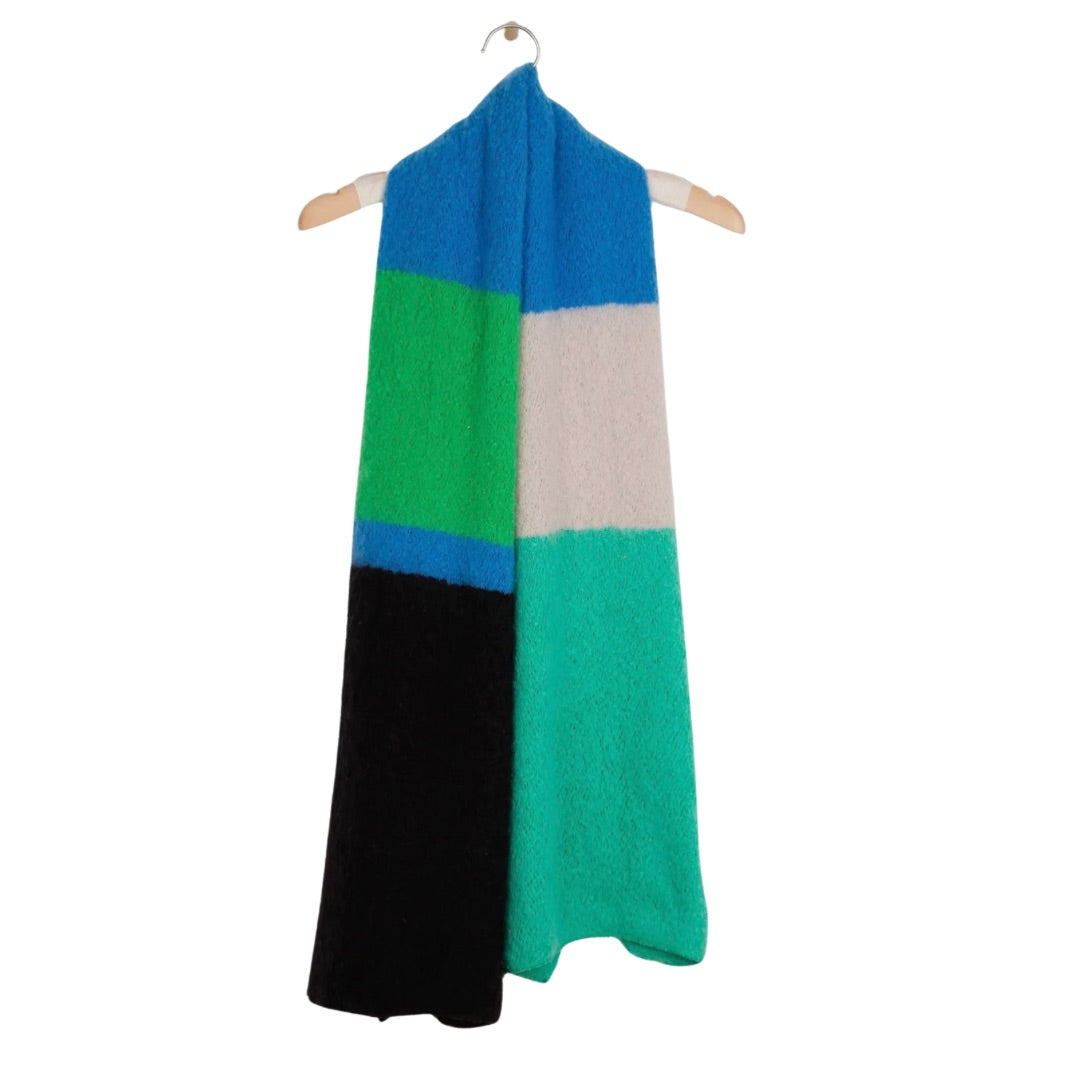 SARTA | Nellie Heavyweight Scarf / Black Green Blue Colour Block