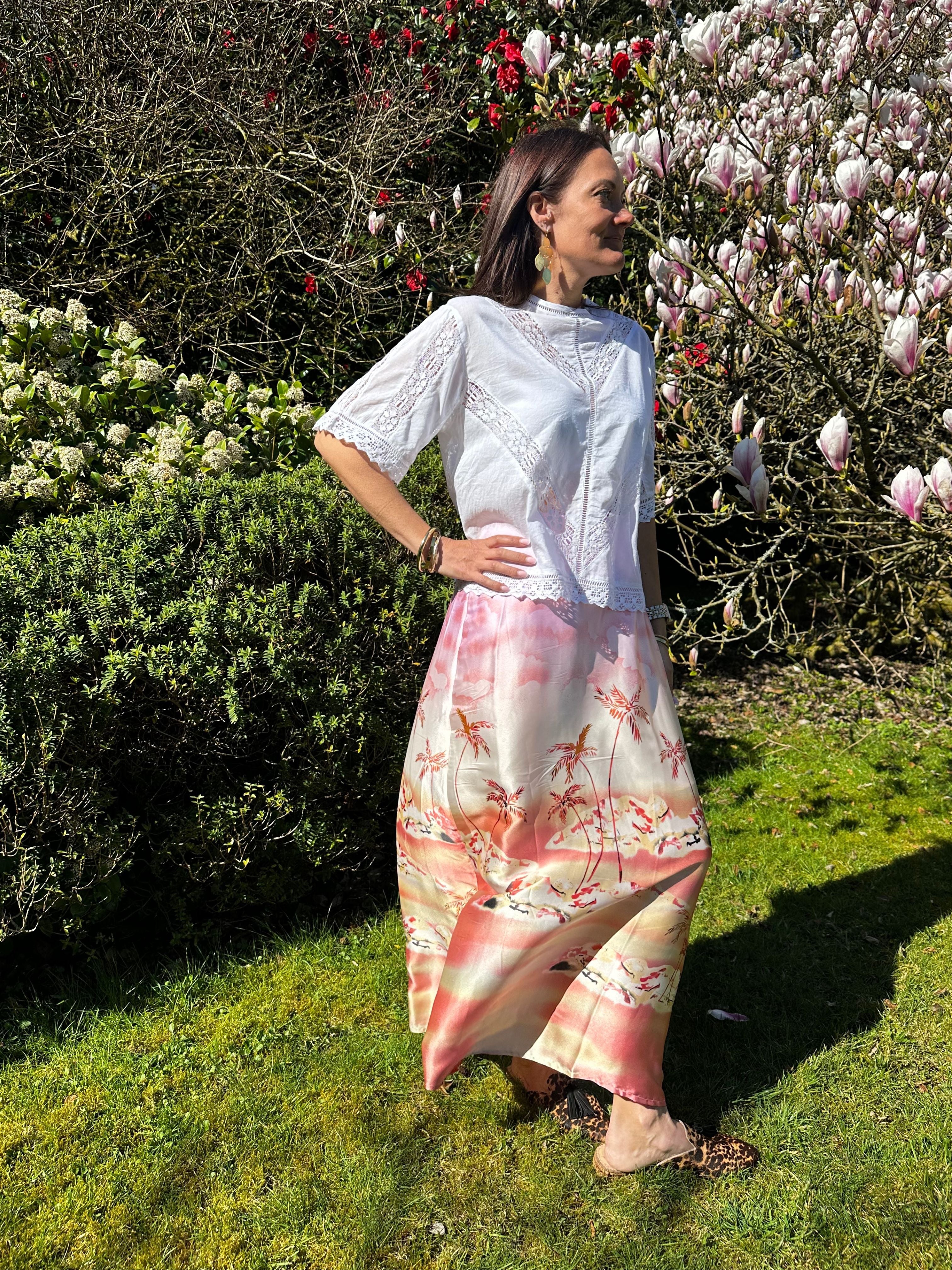 AN'GE | Robilou Pink Tropical Prink Skirt