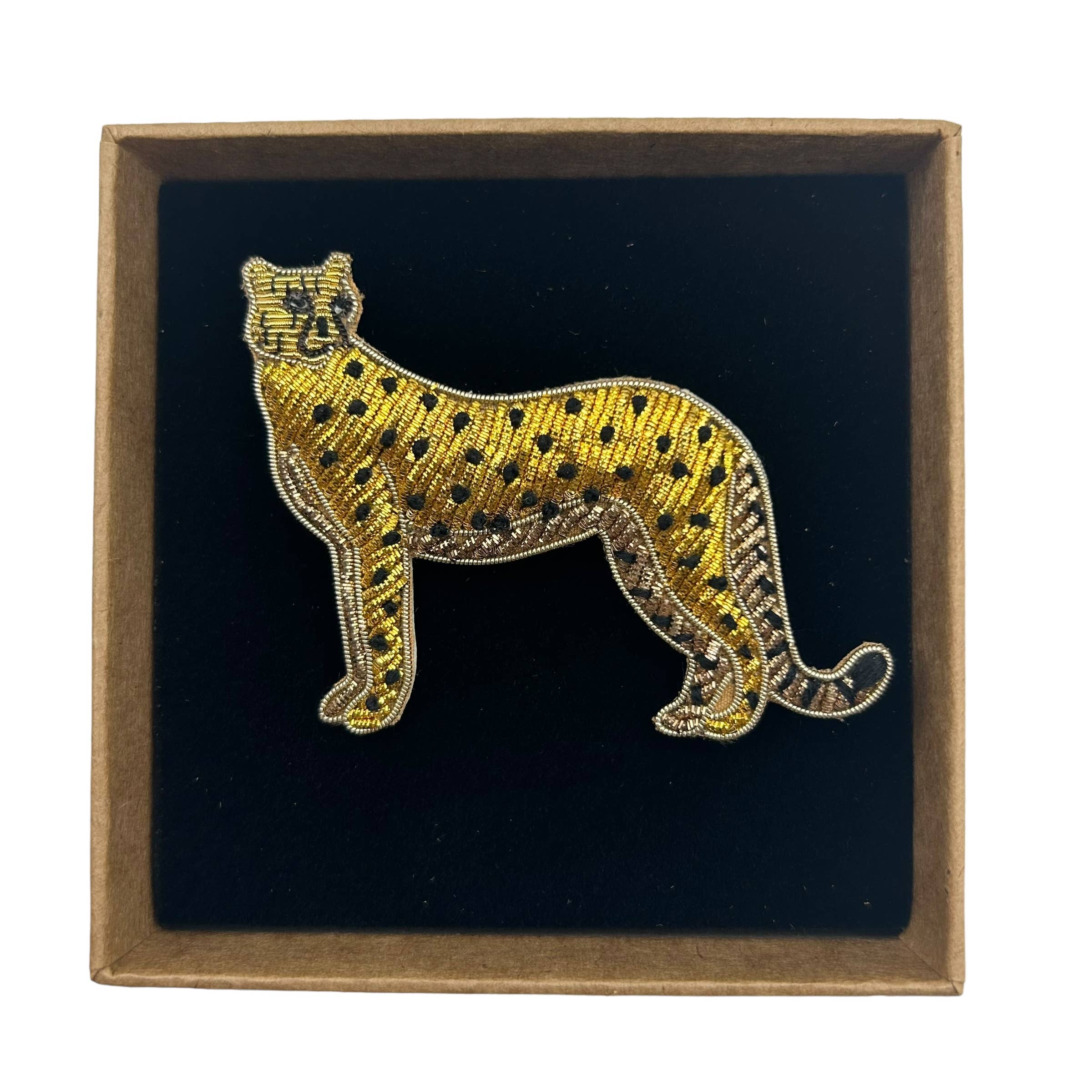 Cheetah Embroidered Pin Brooch