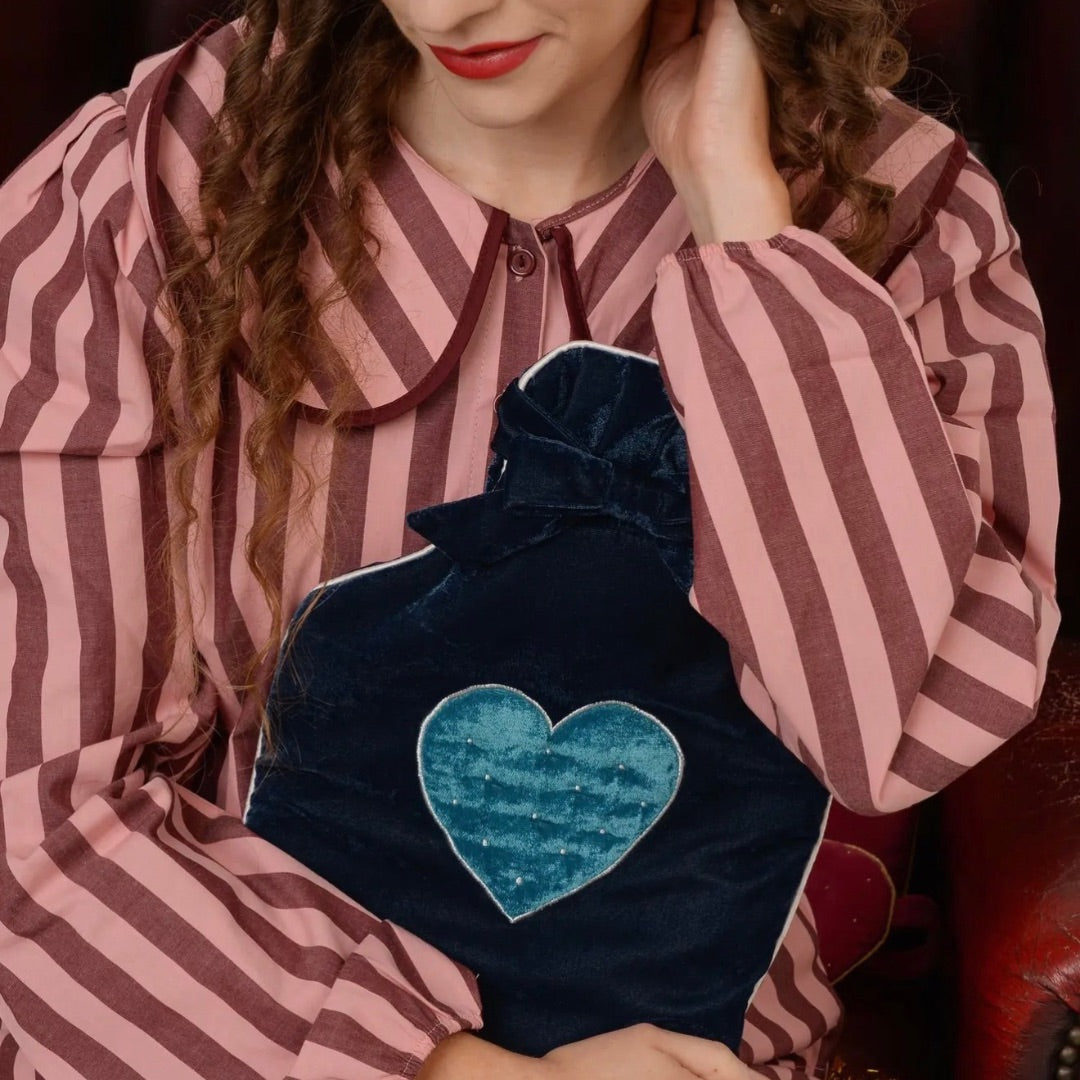 MY DORIS | Blue Velvet Heart Hot Water Bottle