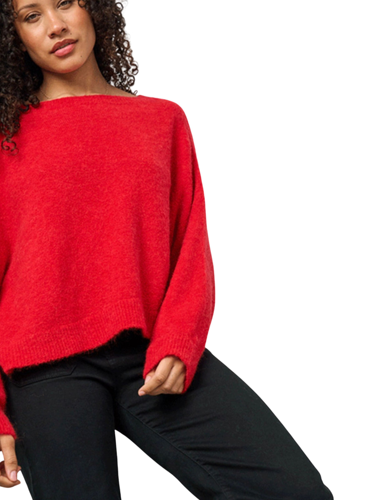 Womens Red Alpaca Wool Jumper