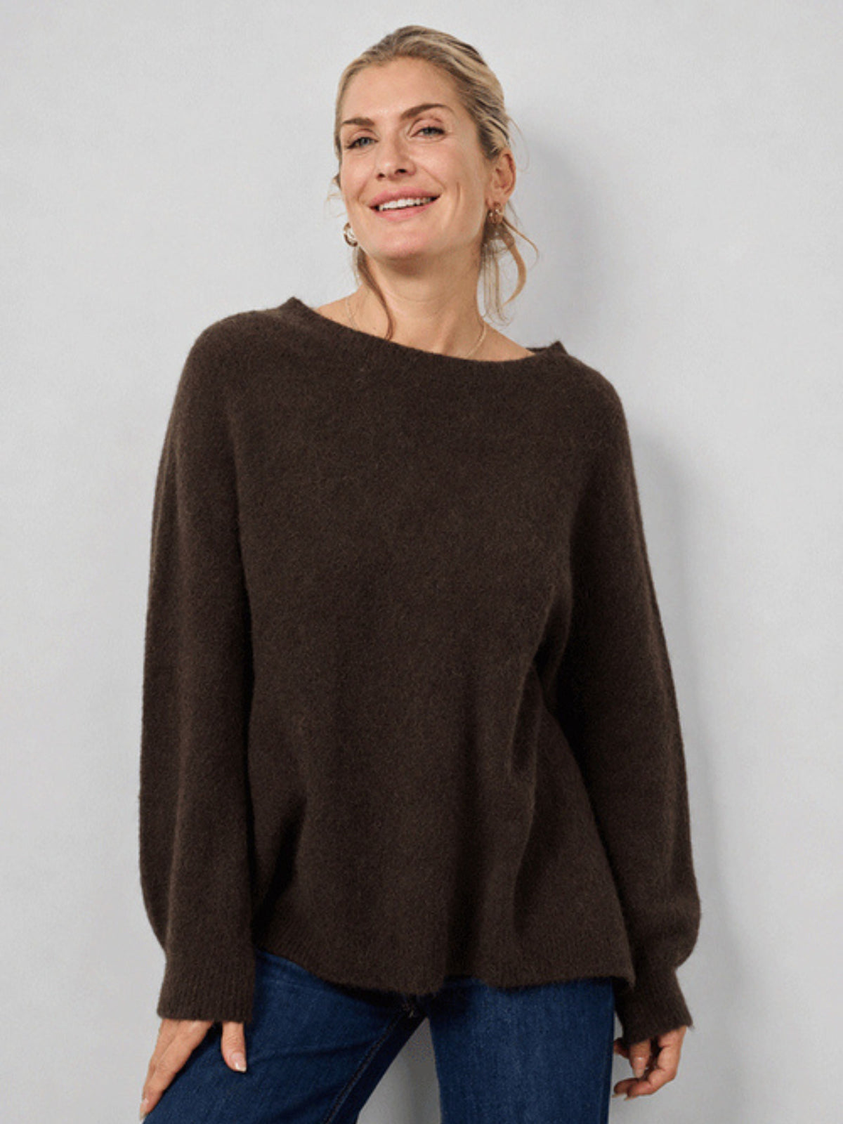 Bettina Womens Alpaca Wool Long Jumper Chocolate