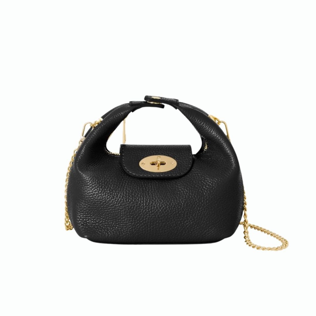 Black Mini Grab Bag with Gold Chain Strap