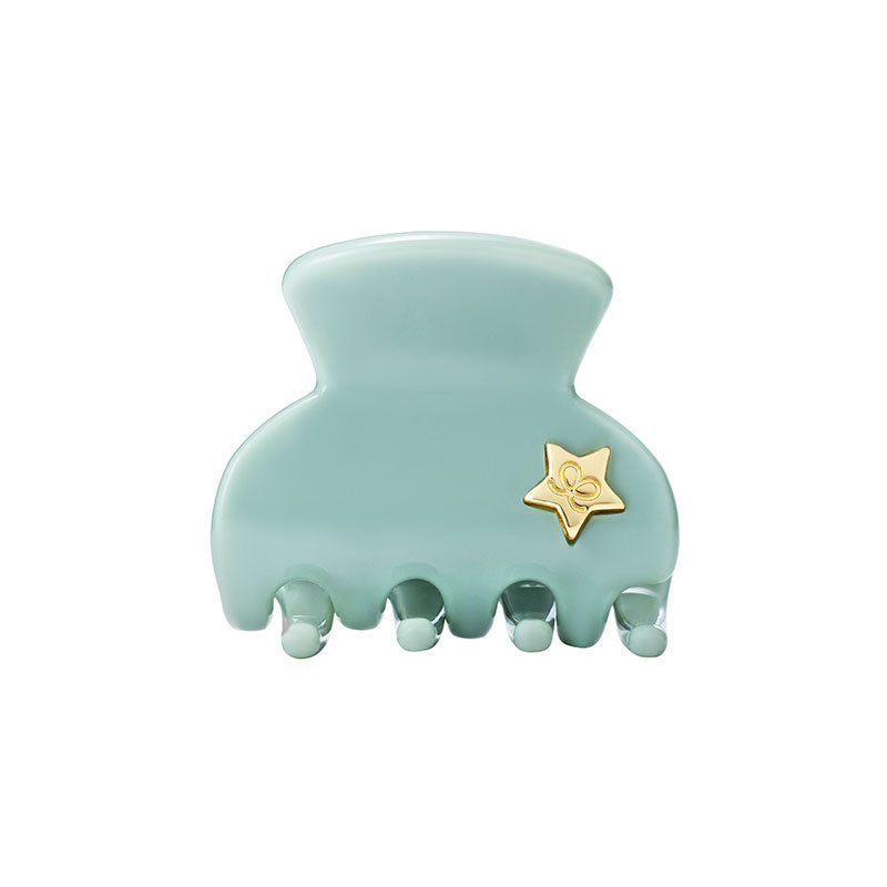 Small Sage Green Hair Claw Clip with Gold Star Charm