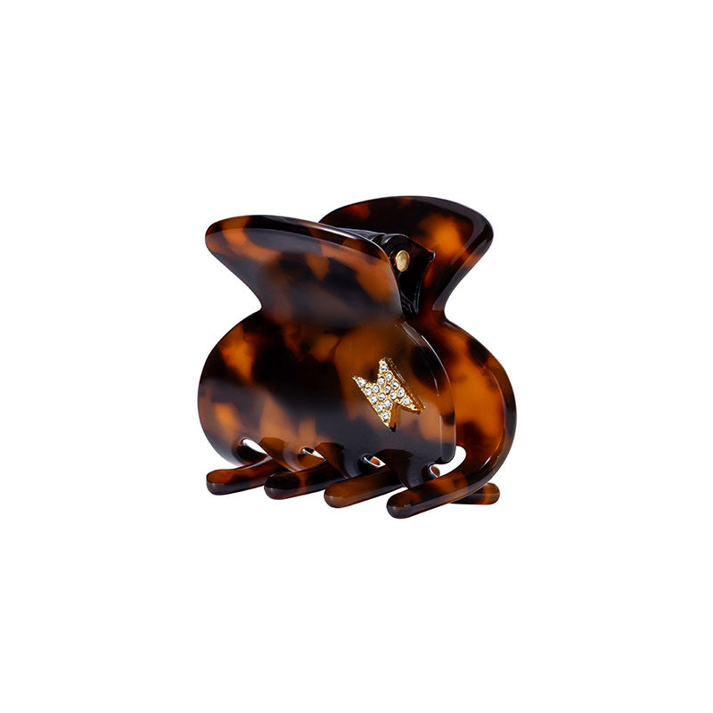 Tortoiseshell Hair Claw Clip with Diamanté Lightning Bolt