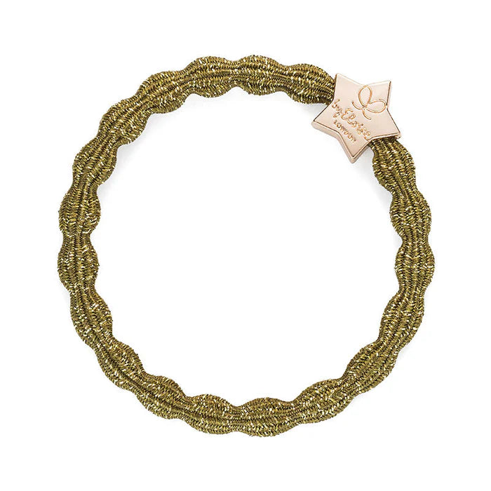 Olive Green Metallic Hair Band with Gold Star
