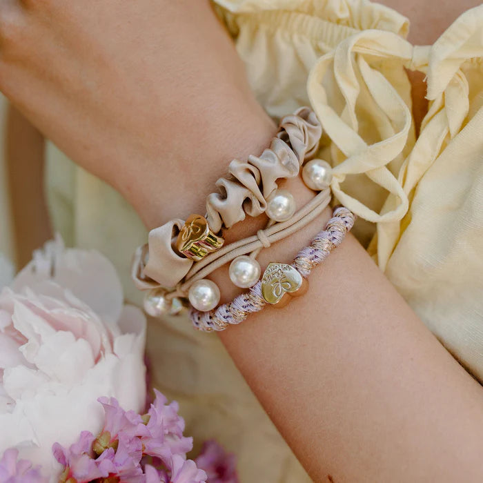 BY ELOISE London | Sand Silk Scrunchie with Gold Heart