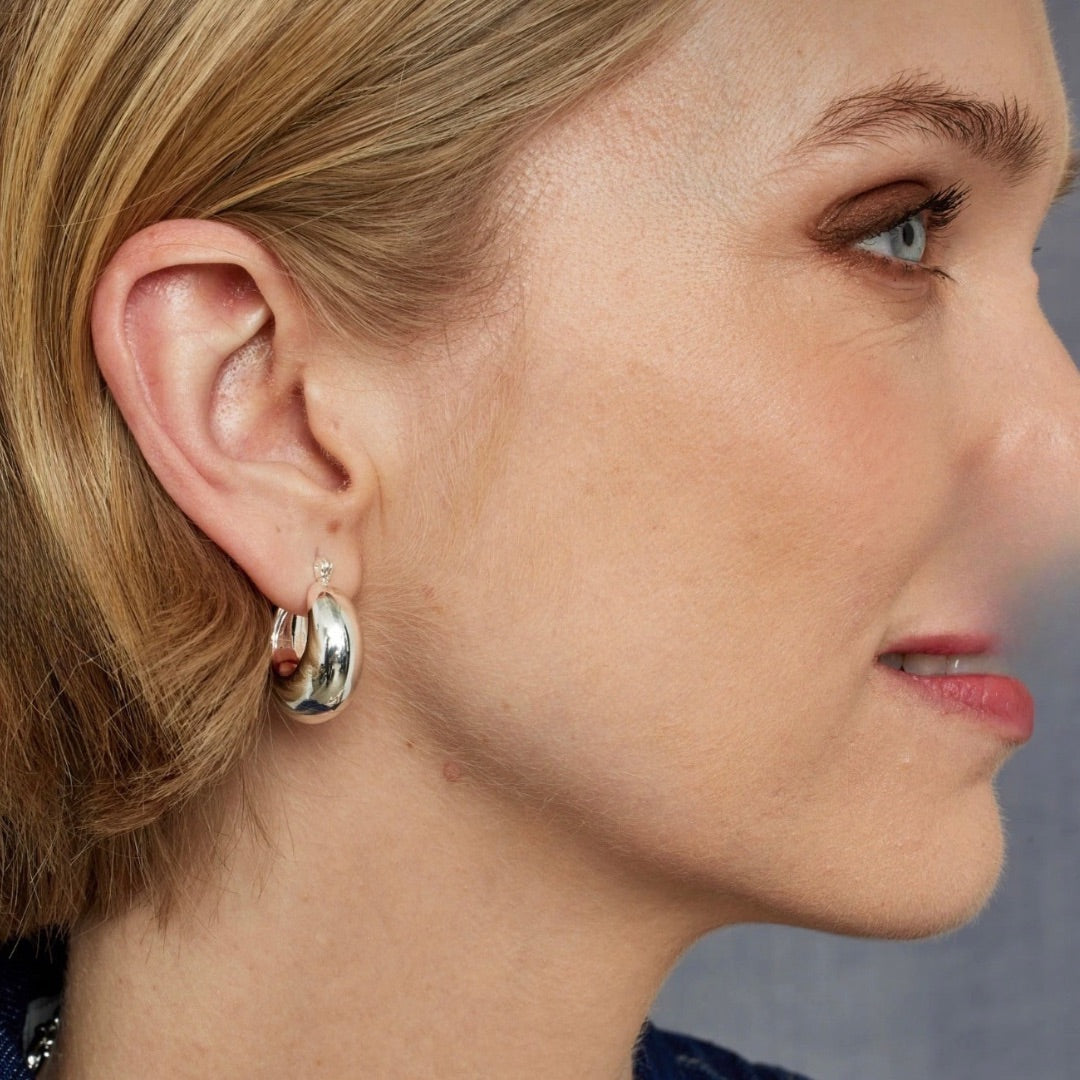 Cali Chunky Silver Hoop Earrings