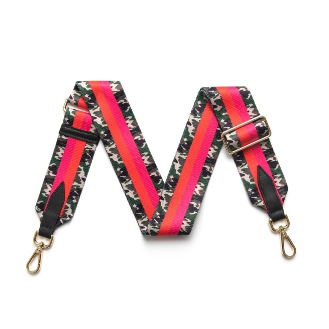 Camo Orange and Pink Stripe Bag Strap