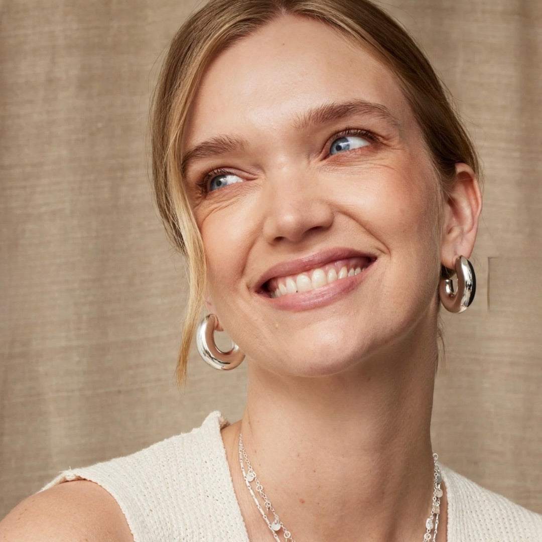 Casey Silver Chunky Hoop Earrings Ashiana