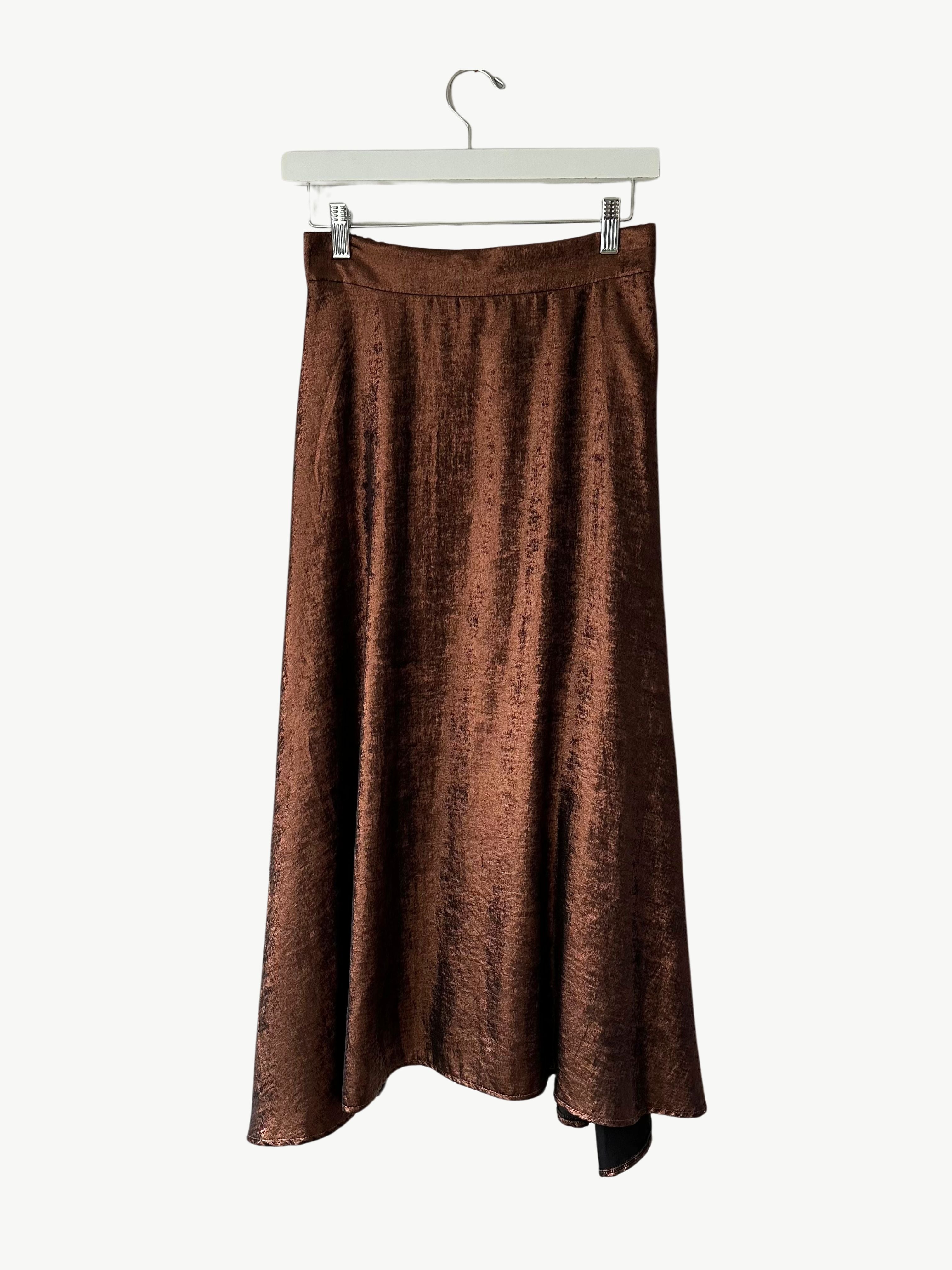 VINTAGE LOVE | Chocolate Metallic Gala Midaxi Skirt