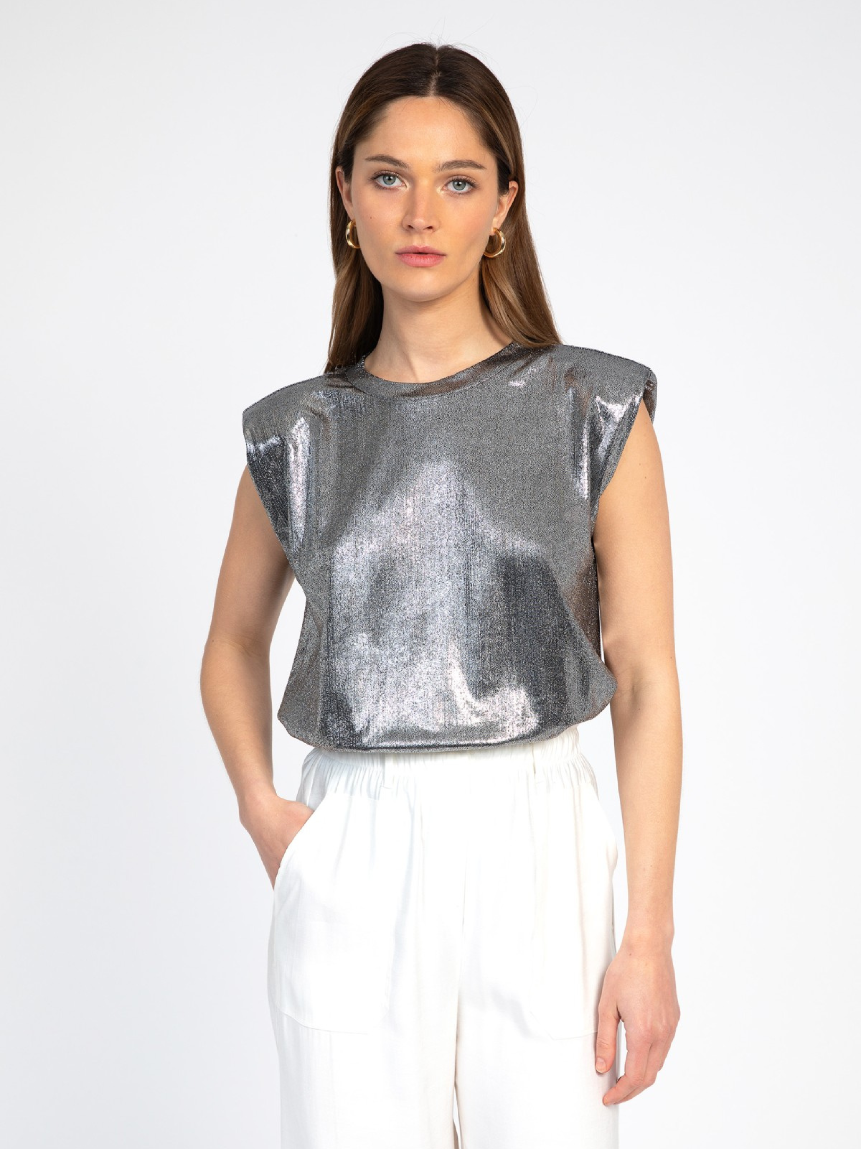 Andina Metallic Sleeveless Top