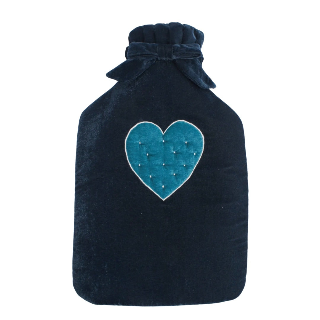 MY DORIS | Blue Velvet Heart Hot Water Bottle