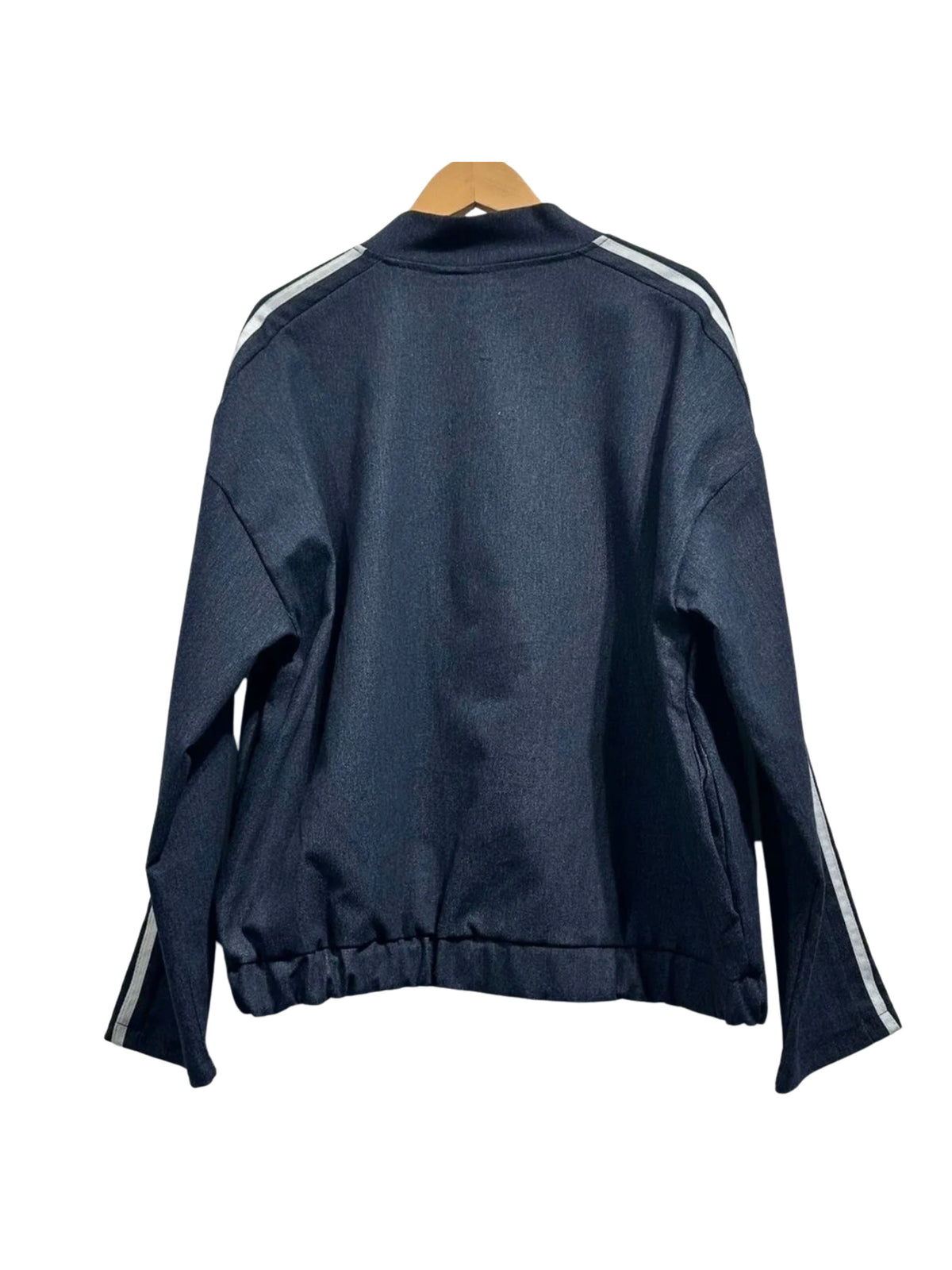 Denim Bomber Jacket with White Side Stripes