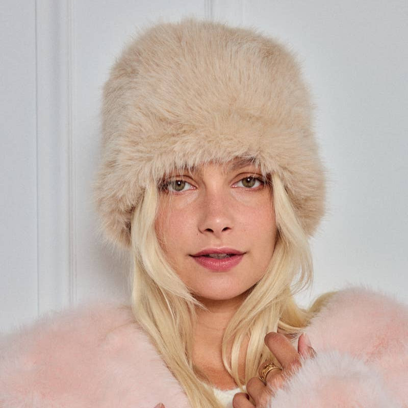Faux Fur Russian Hat Beige