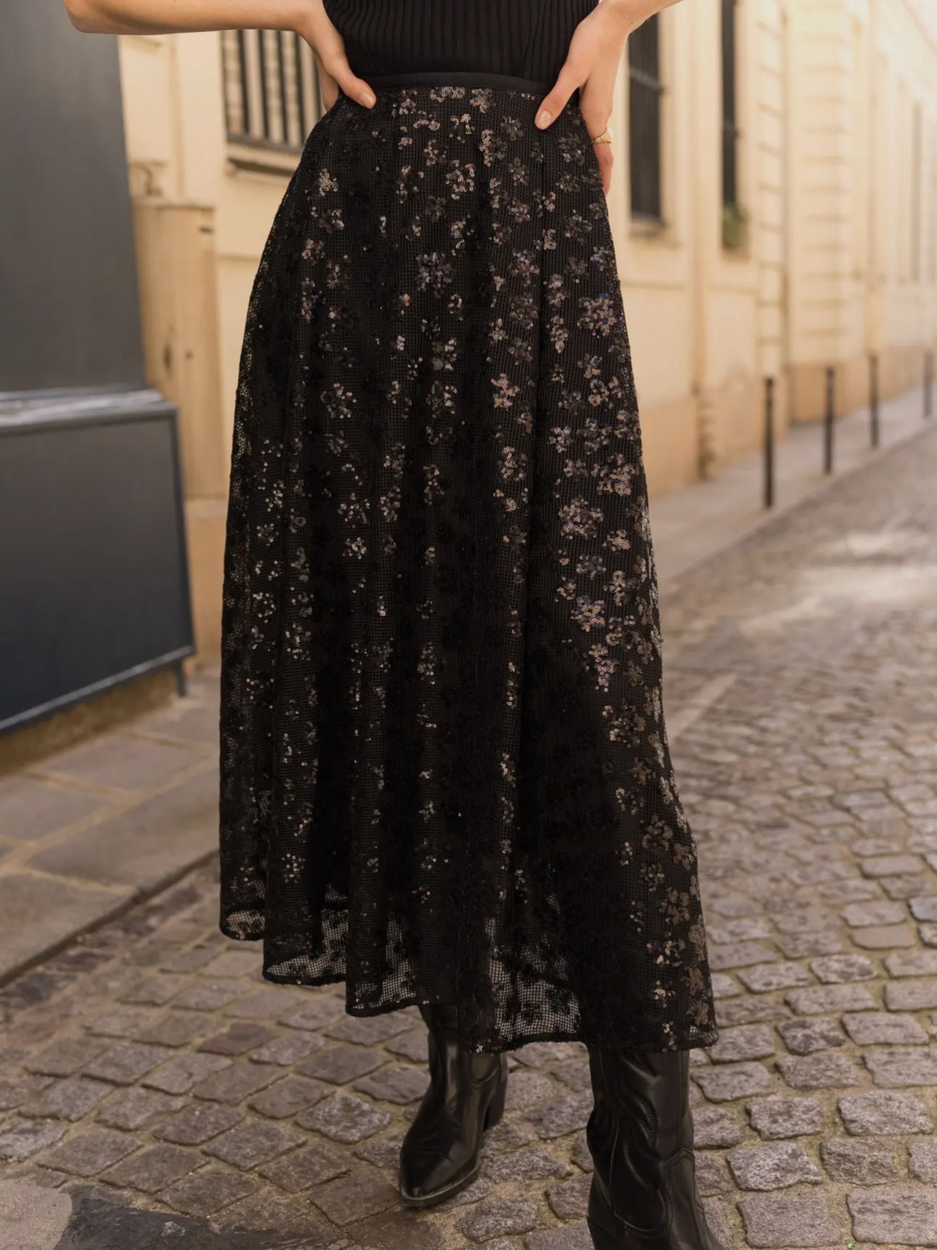 Floral Tulle Black Skirt Toria Lee