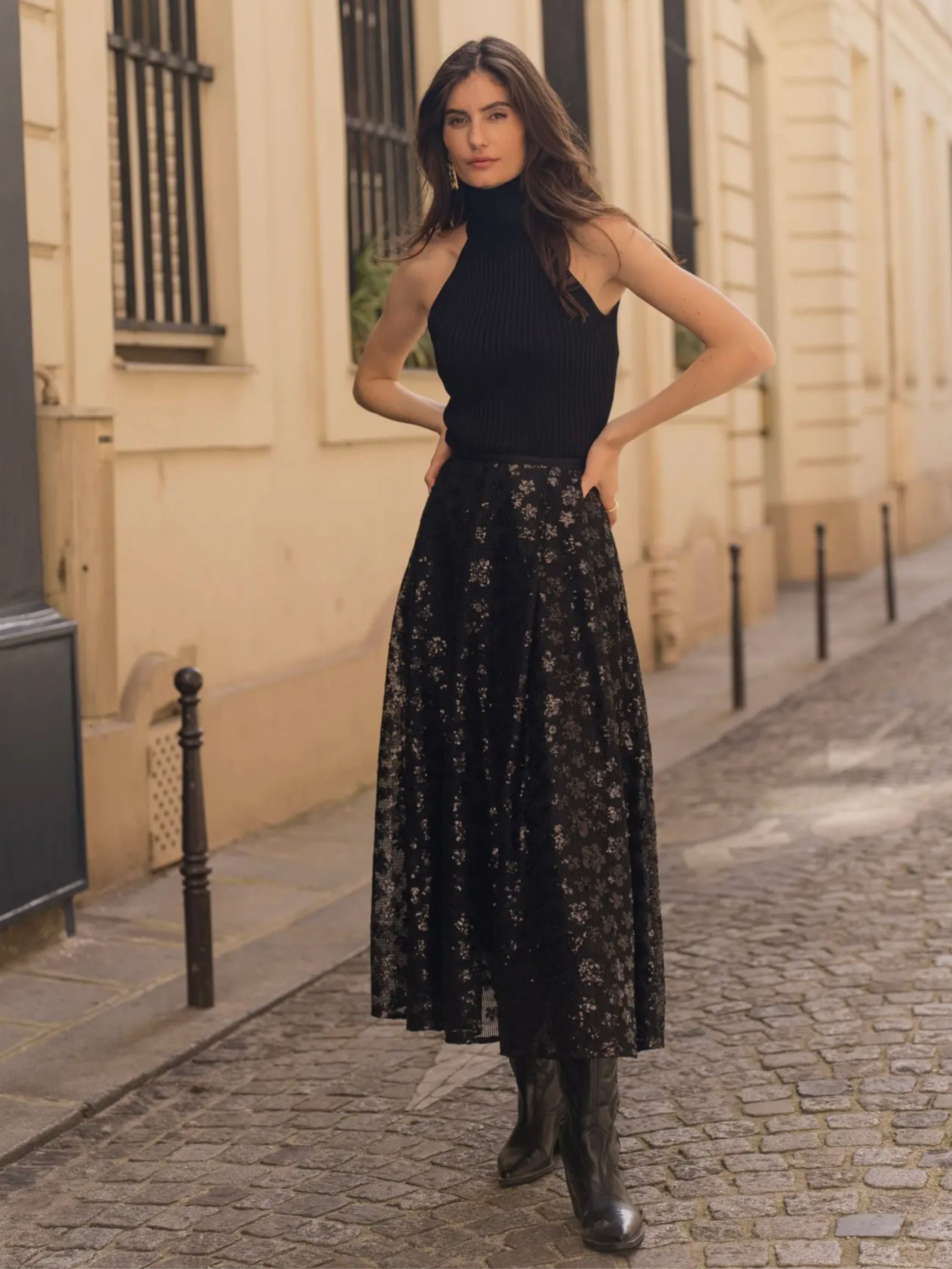 Tulle Black Midi Skirt