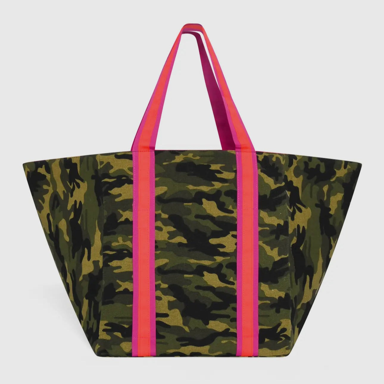 Camo Large Tote Beach Bag - Neon Pink