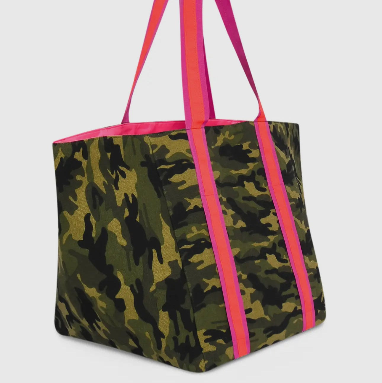 Cockatoo Camo Large Tote Beach Bag - Neon Pink