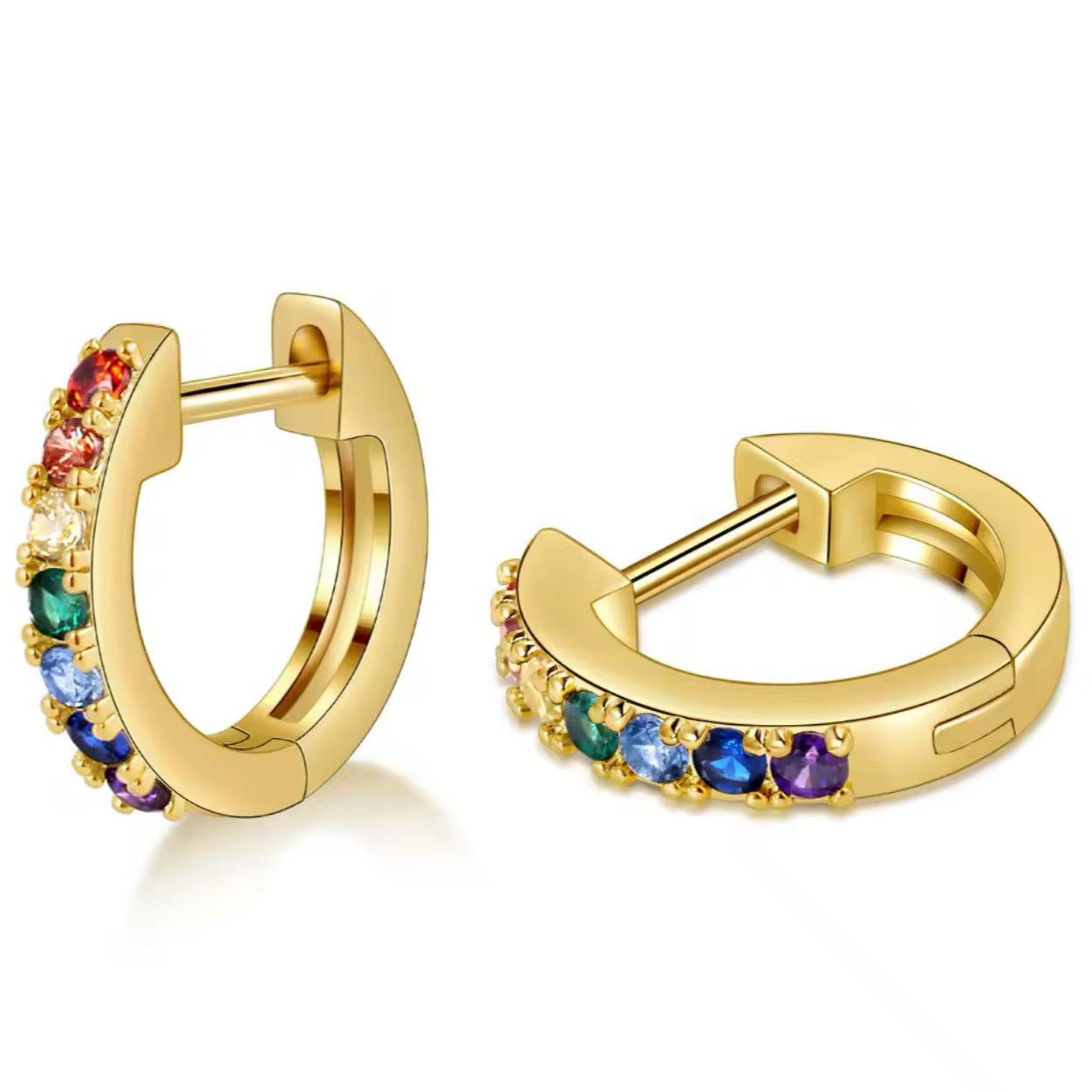 Rainbow Huggie Hoop Earrings