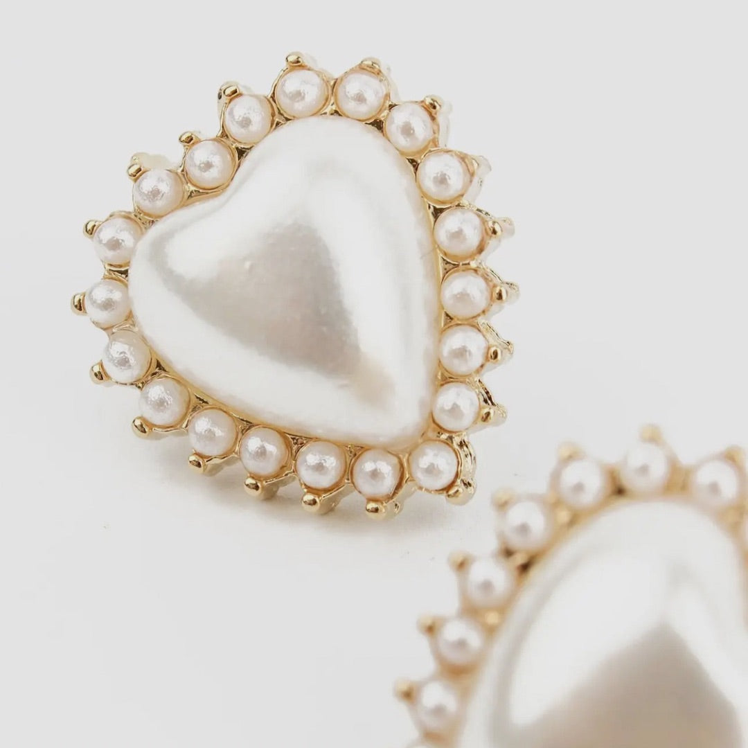 Pearl Heart Stud Earrings My Doris