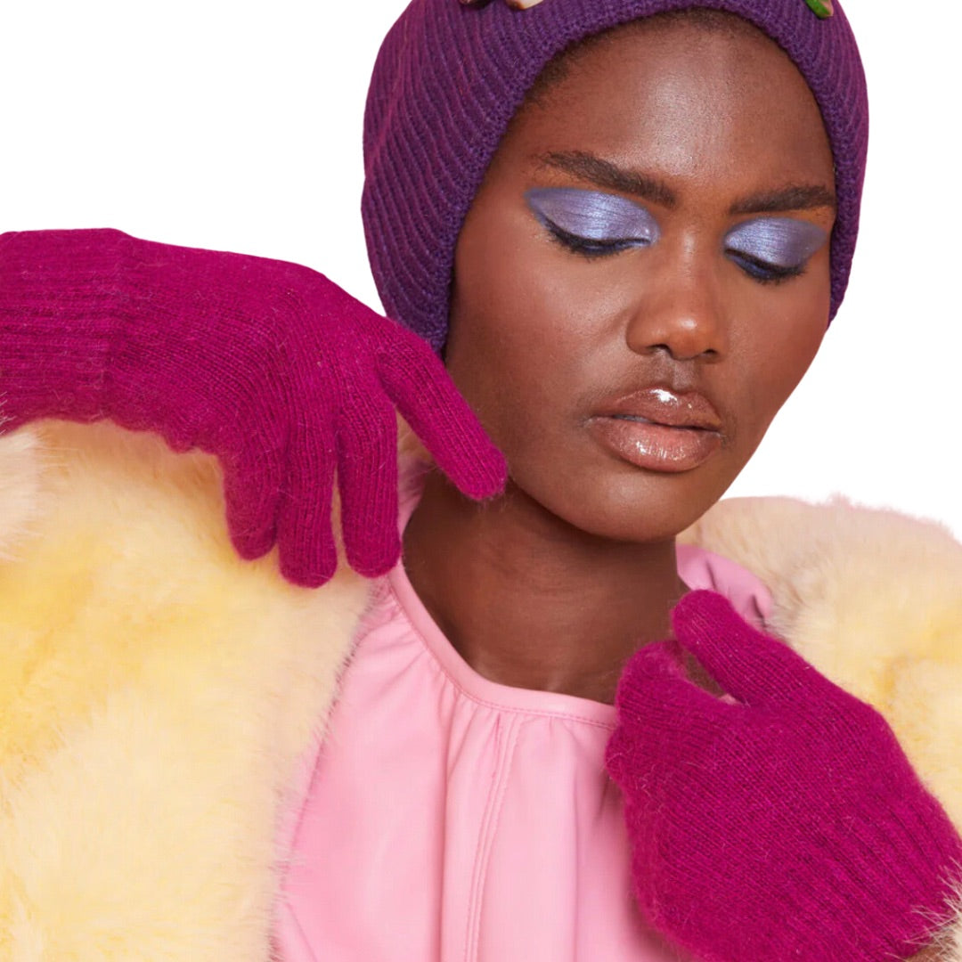 pink cashmere gloves jayley