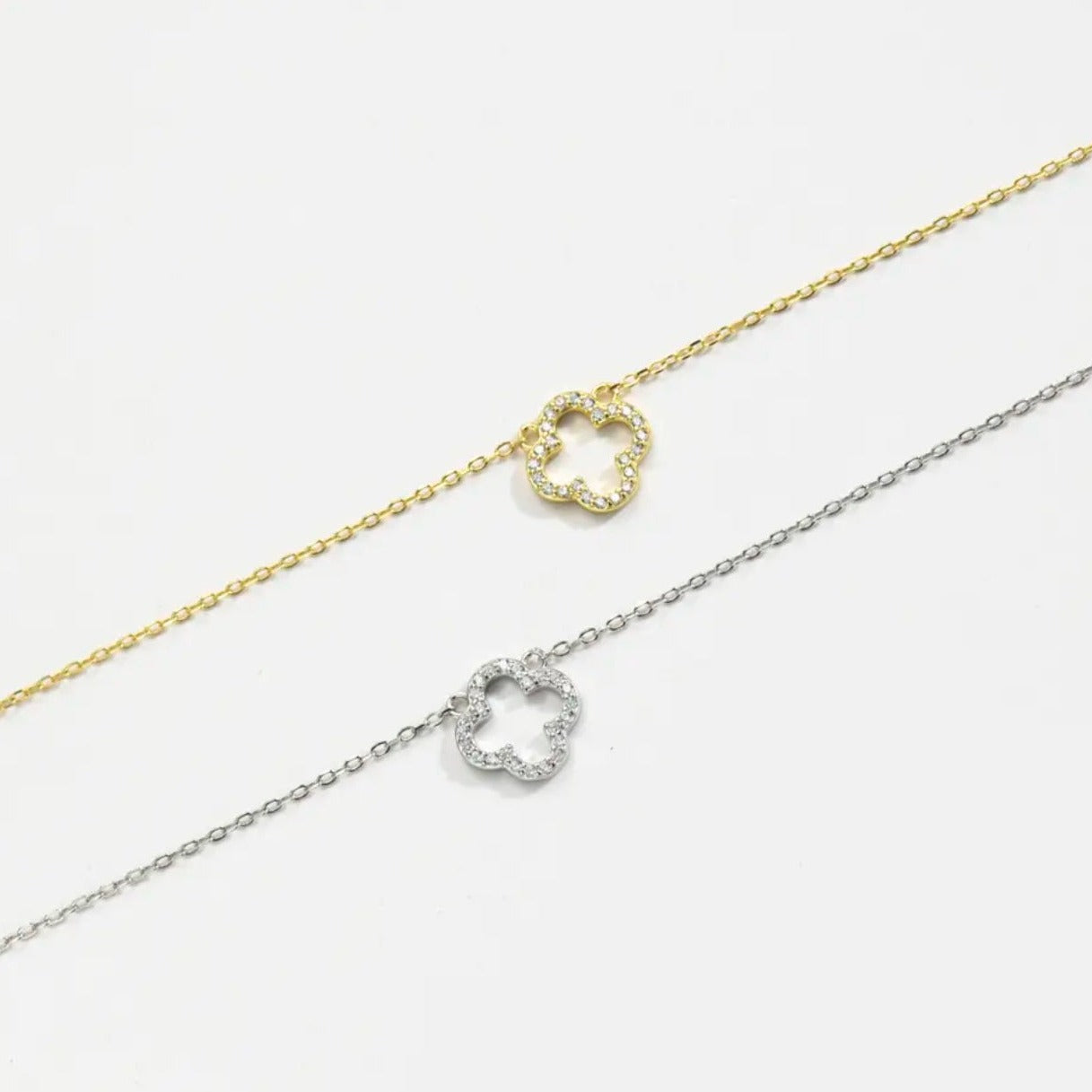gold and silver clover necklace
