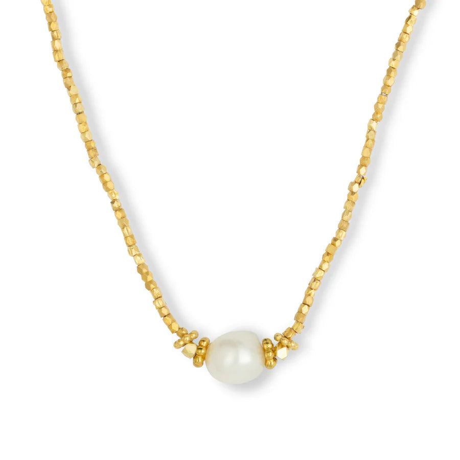 Bluebell Choker Freshwater Pearl Gold Necklace