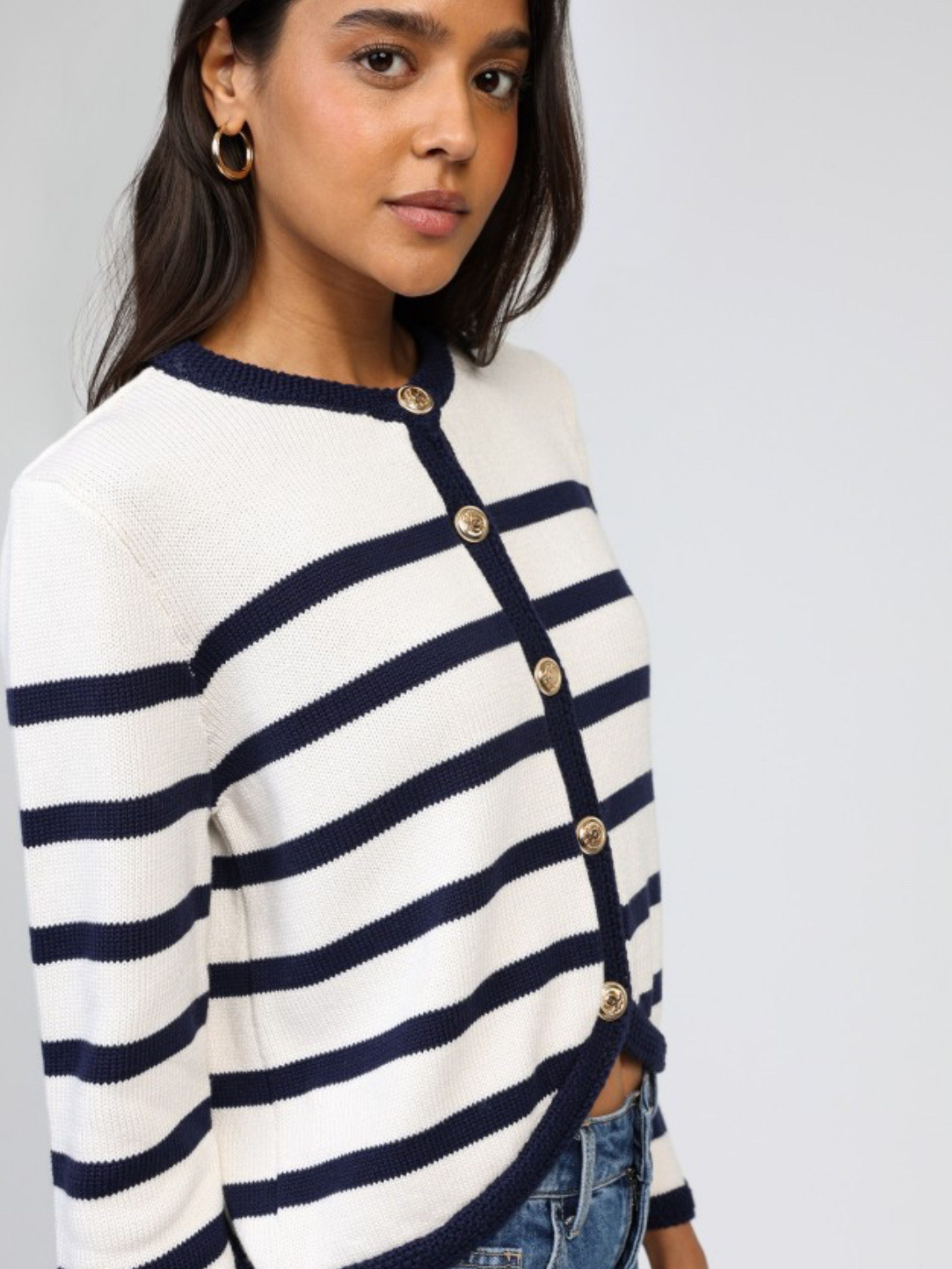Labiba Breton Stripe Cardigan Black