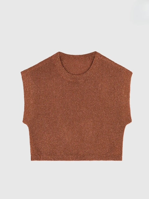 Lamelba Metallic Sleeveless Knit Caramel Brown