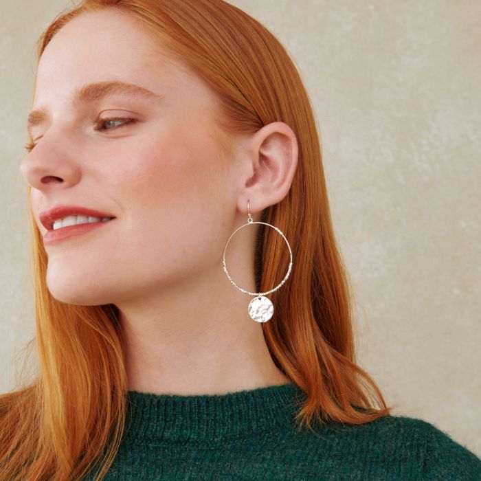 Large Silver Dominique Hoop Earrings Ashiana London