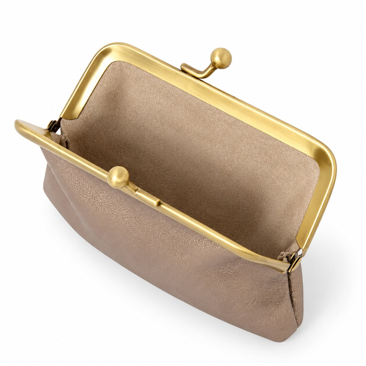 Italian Leather Coin Purse with Gold Kiss-Lock Clasp