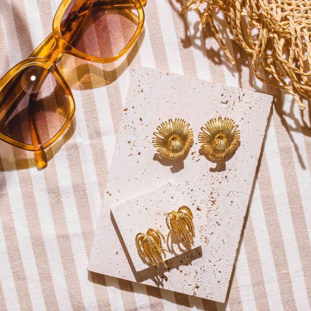 LucyVintage Gold Tassel Stud Earrings
