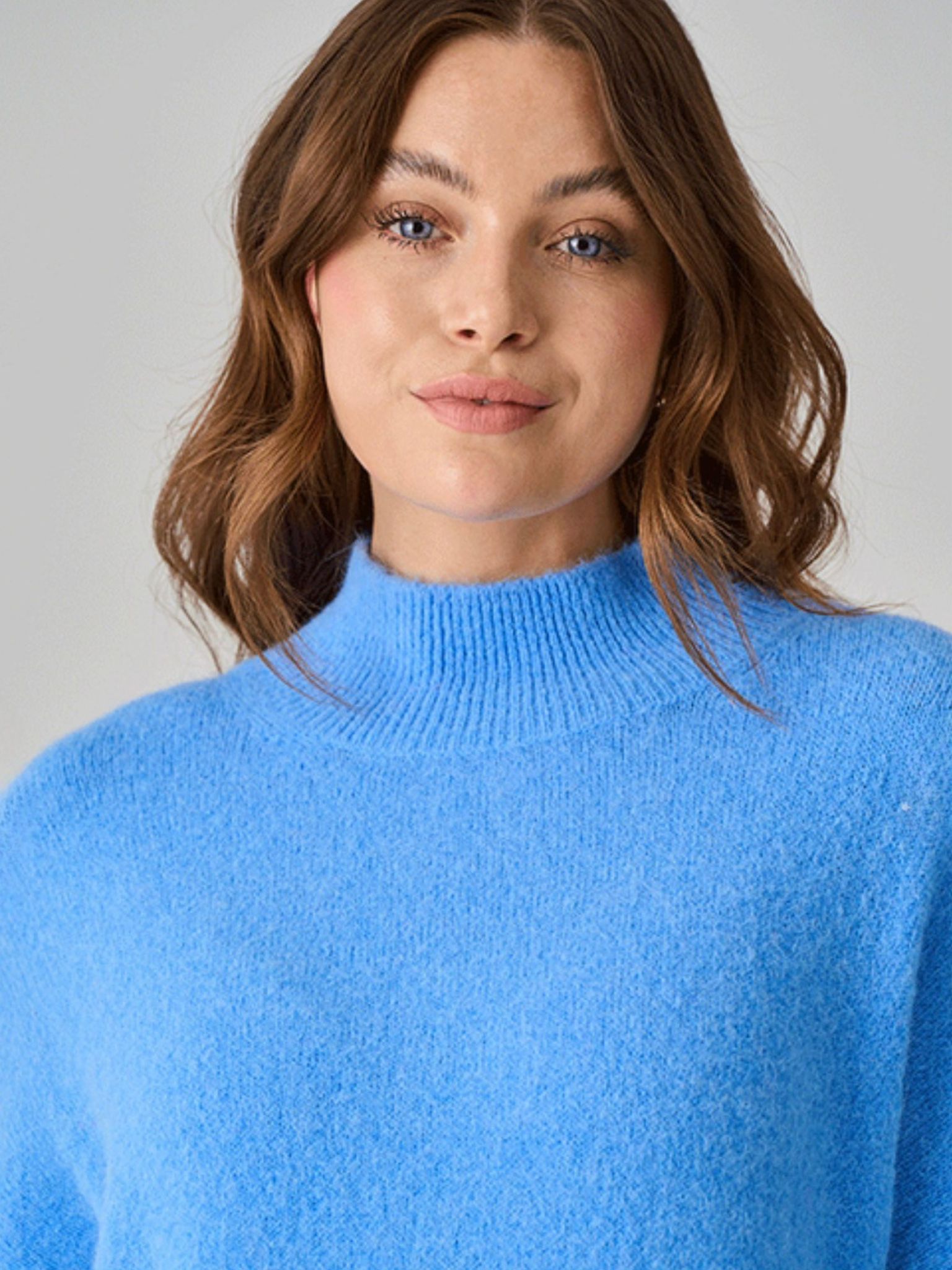 LUELLA Lulu Alpaca Knit Funnel Neck Jumper Sky Blue
