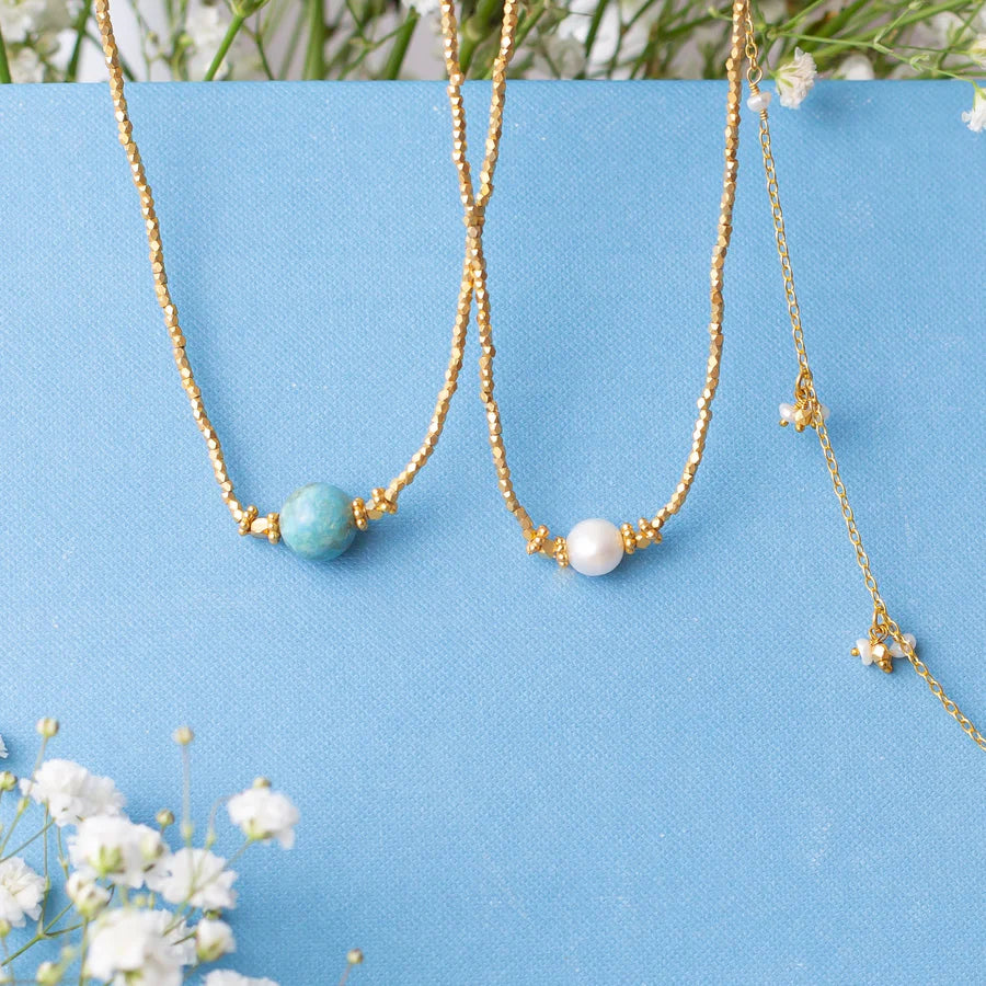 ASHIANA LONDON | Bluebell Choker Freshwater Pearl Gold Necklace