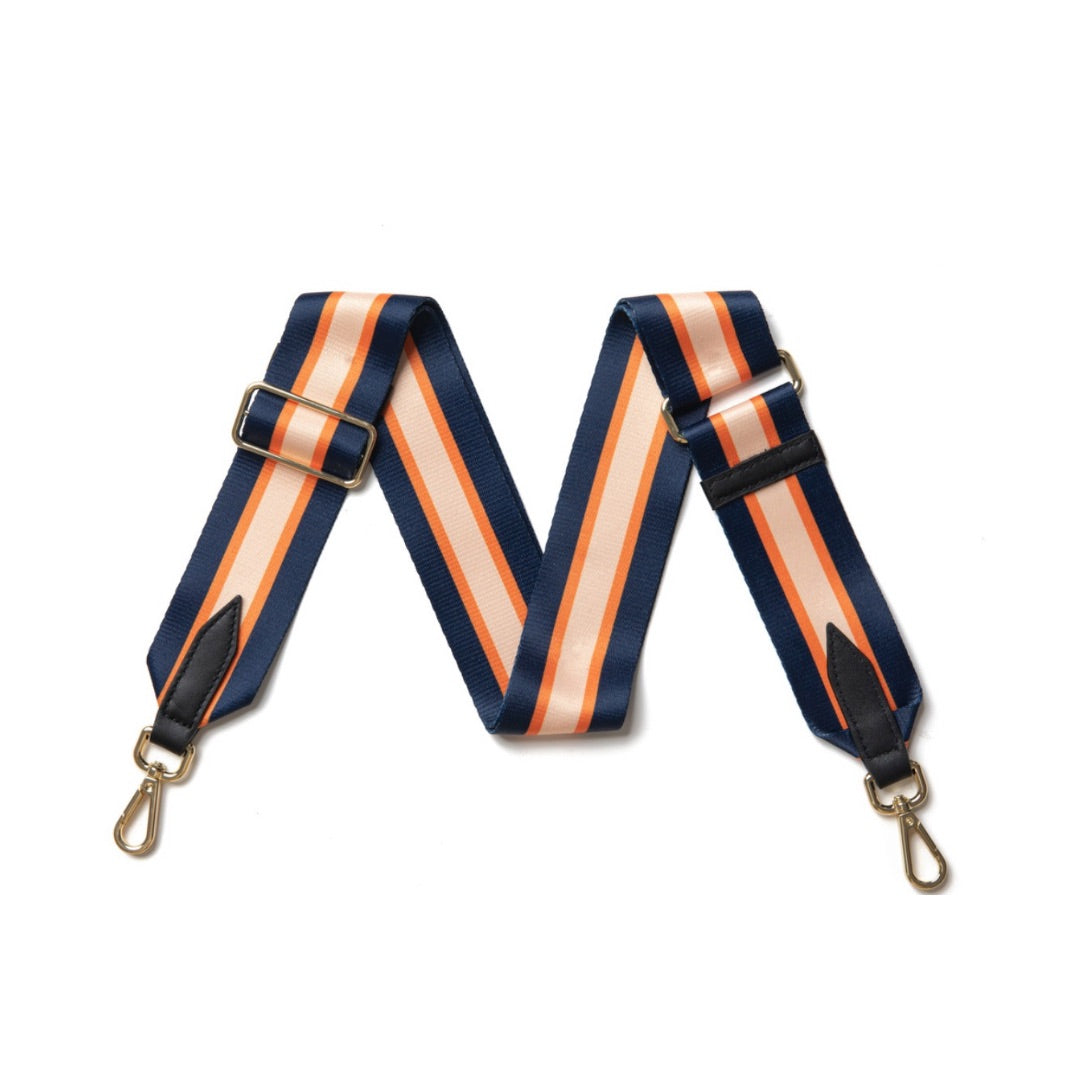 navy and orange stripe bag strap