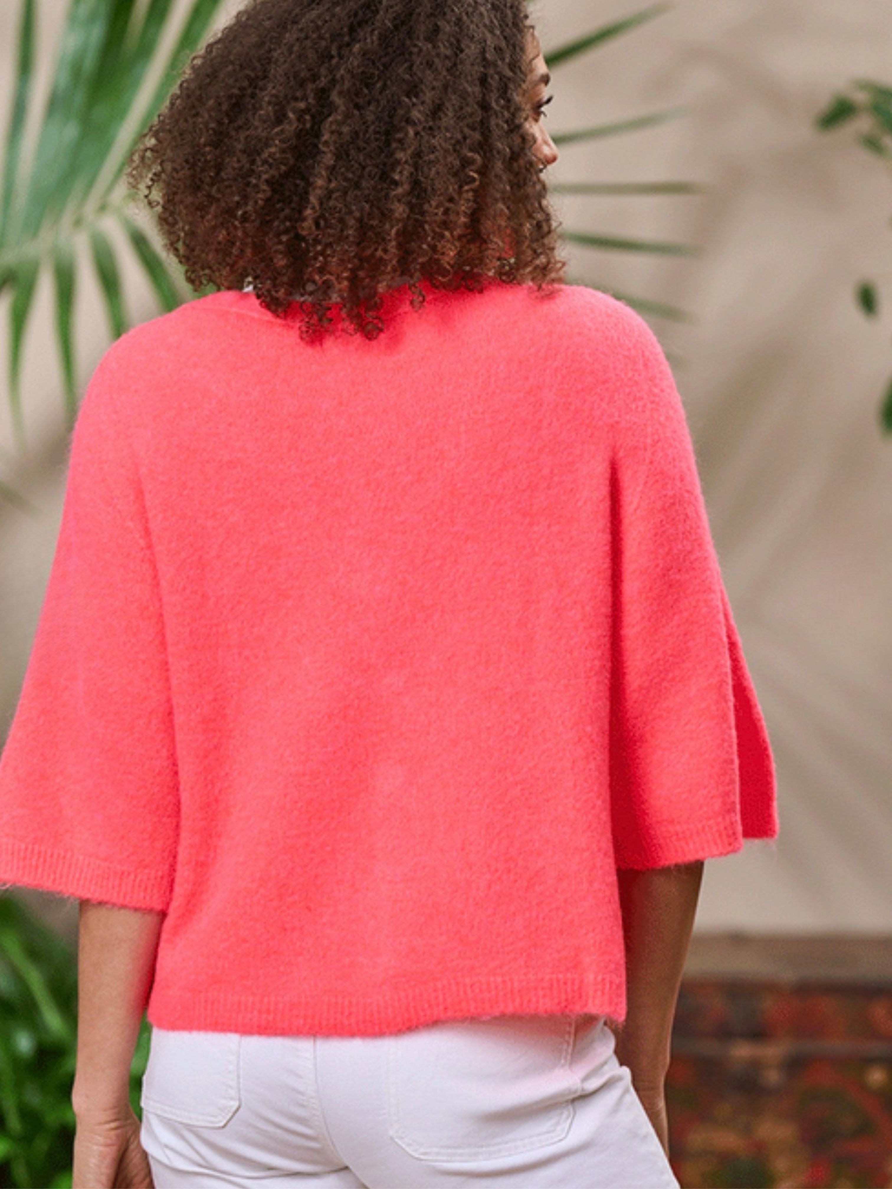 Pearl Alpaca Knit Cardigan Coral
