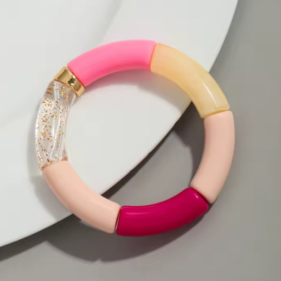 Resin Bamboo Bracelet Pinks