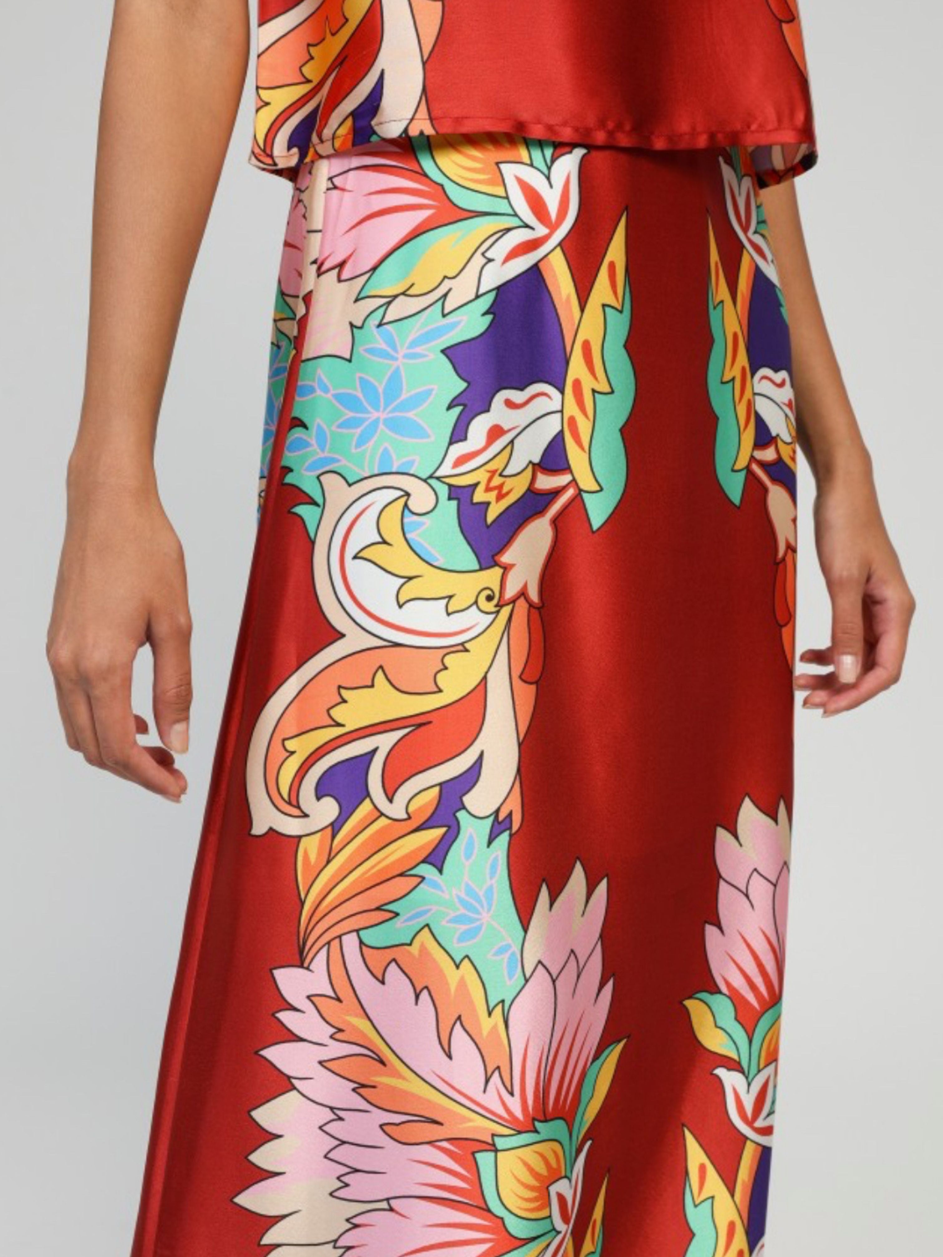 Robilou Floral Patterned Skirt Red