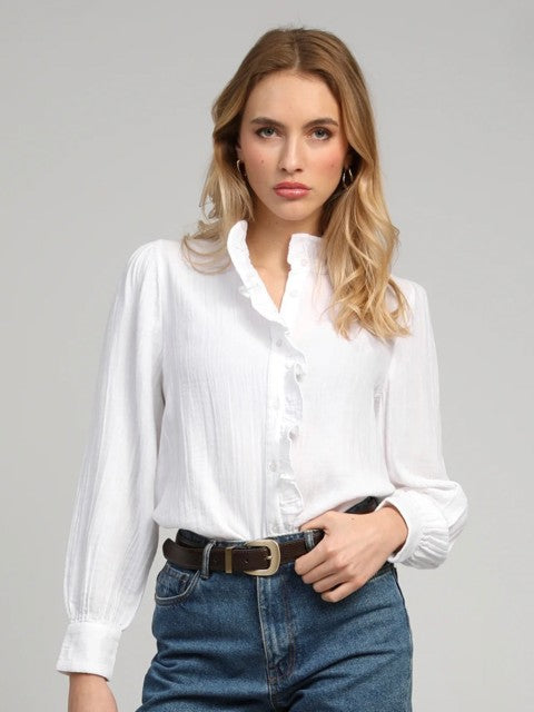 White Ruffle Blouse