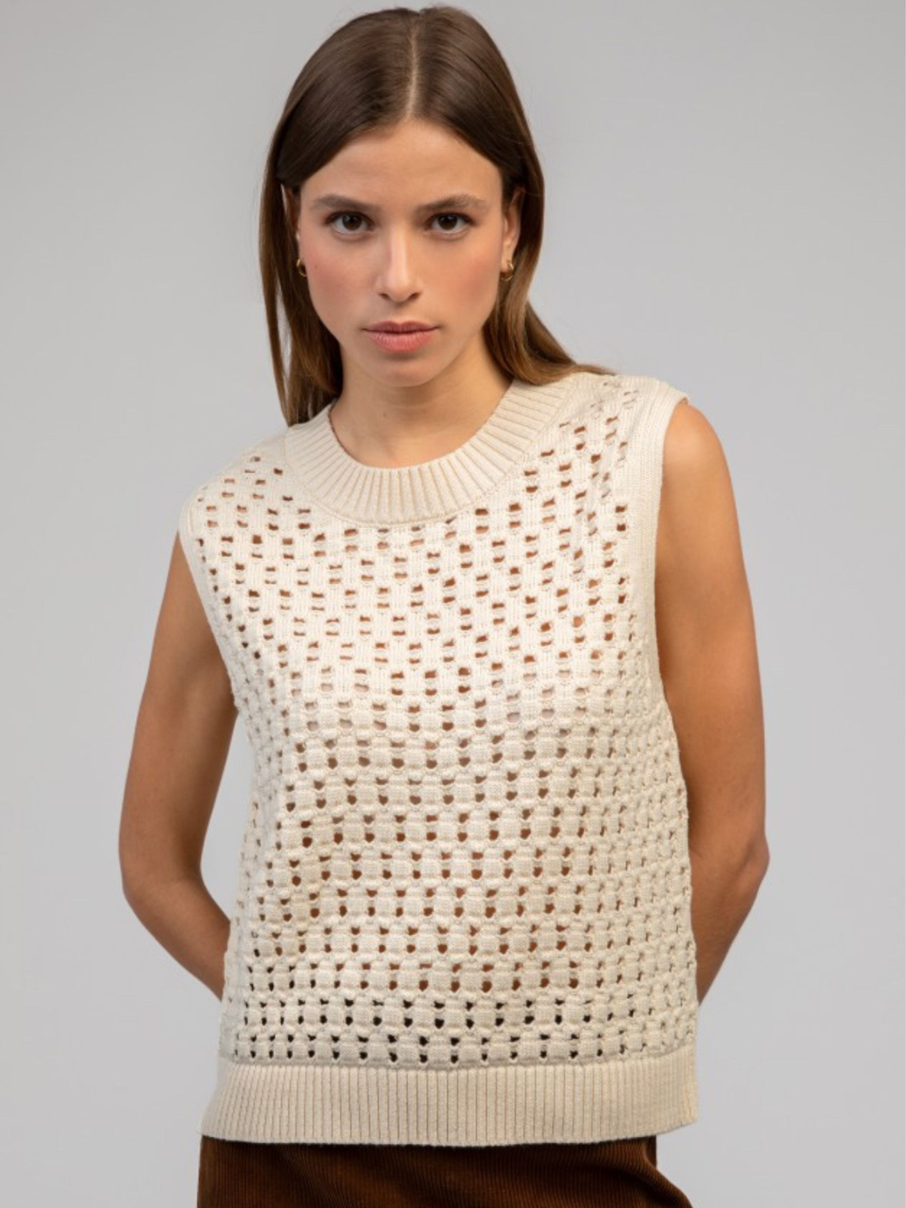 Vikali Mesh Sleeveless Jumper Cream