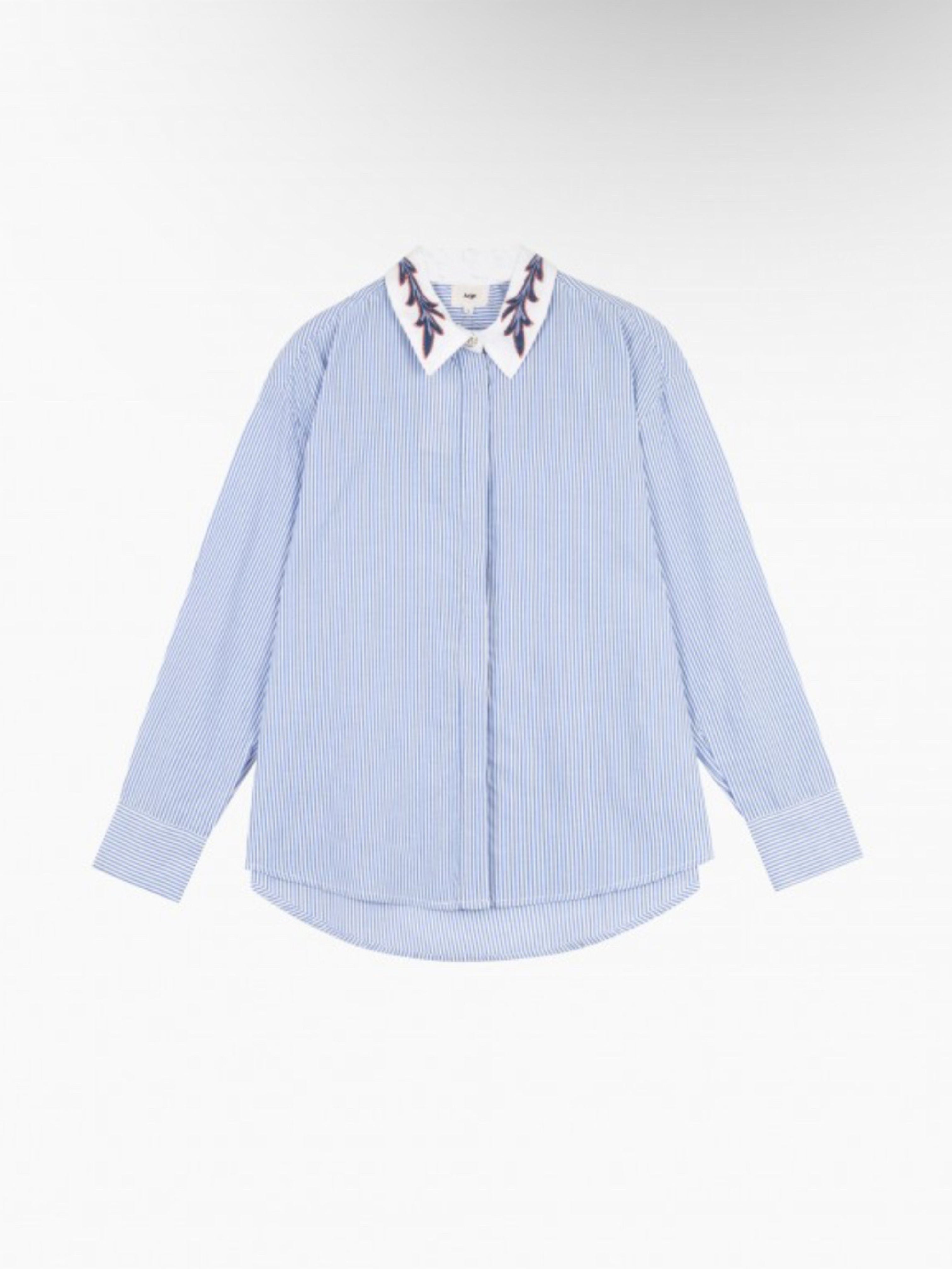 cotton blue white stripe crystal shirt